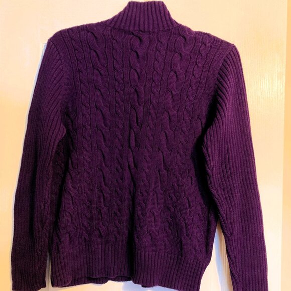 Women's XL Chaps Eggplant Cable-knit Sweater - Picture 2 of 6